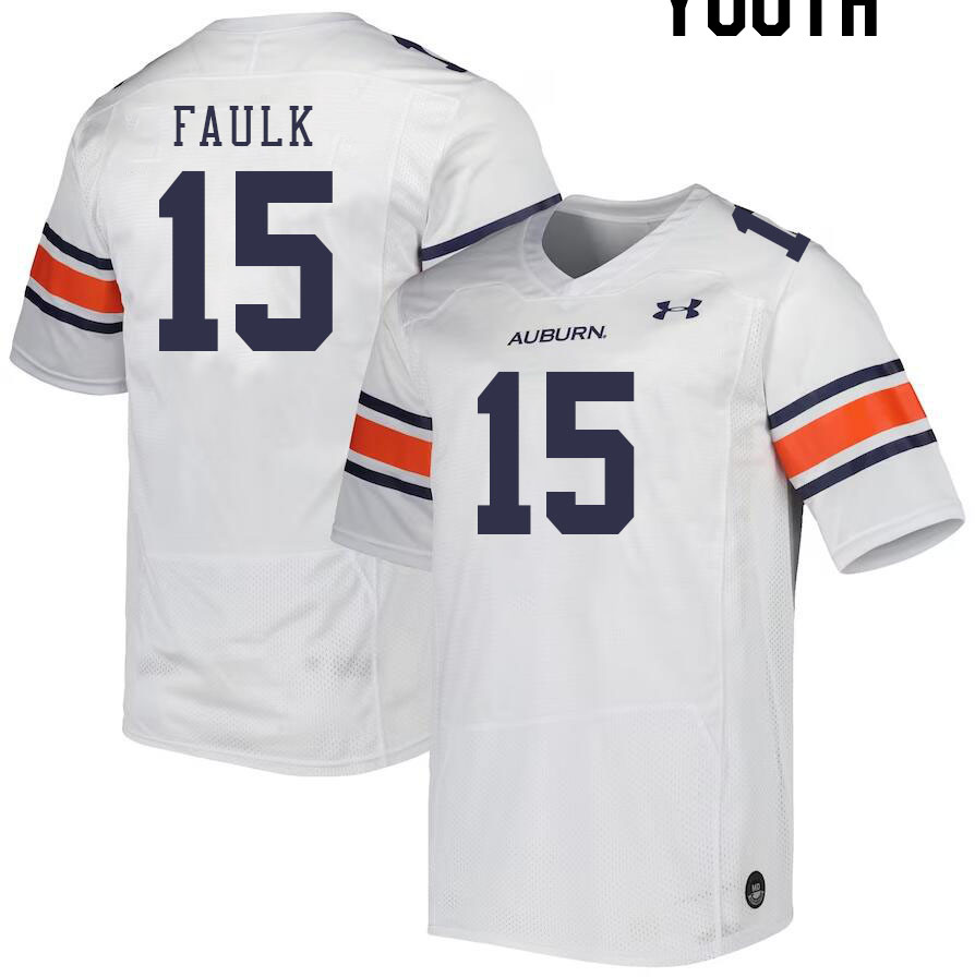 Youth #15 Keldric Faulk Auburn Tigers College Football Jerseys Stitched-White